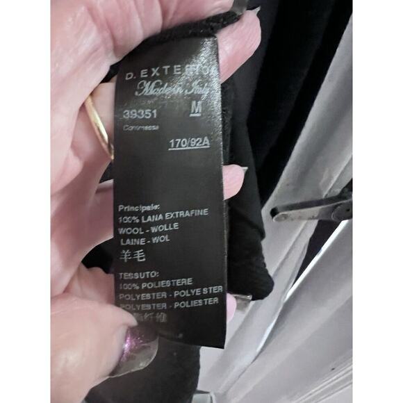 D. Exterior Made In Italy Black Wool Faux Leather Trim Snap Front Cardigan M - Picture 5 of 9